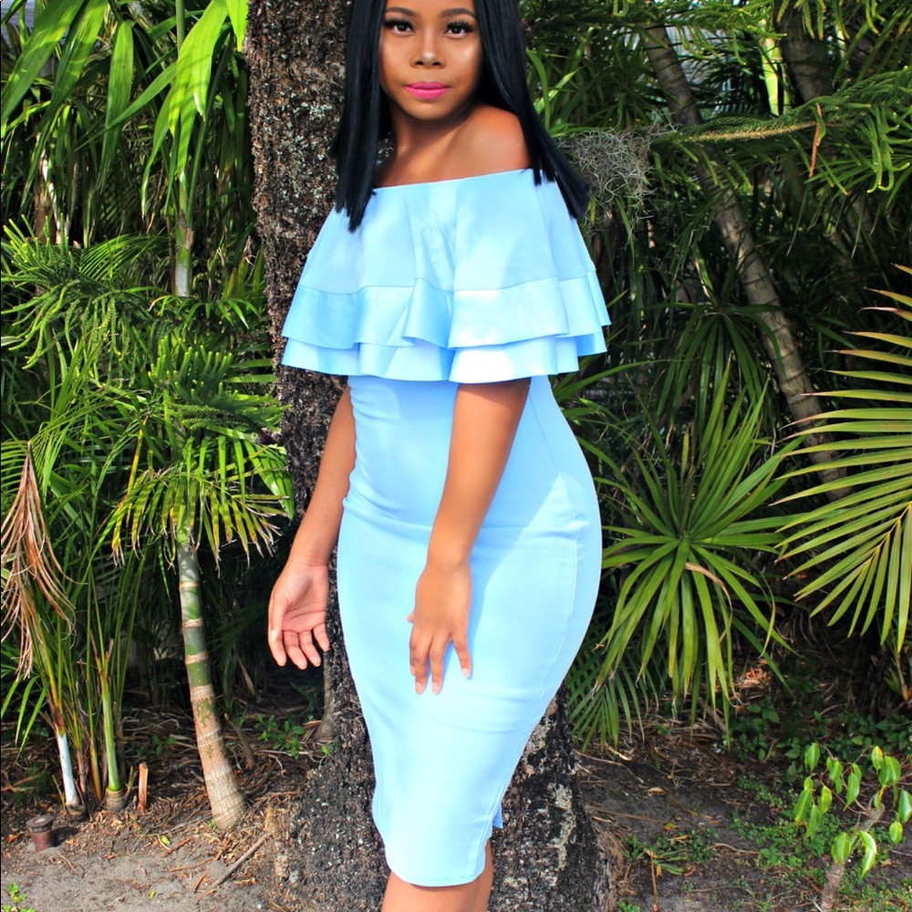 Embellished Ruffle Midi Dress